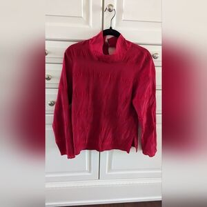 Rachel Comey Red Silk Crinkle Blouse